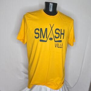 Men's 2XL Yellow Graphic Tee Bright Cotton Casual Streetwear T-Shirt Vibrant